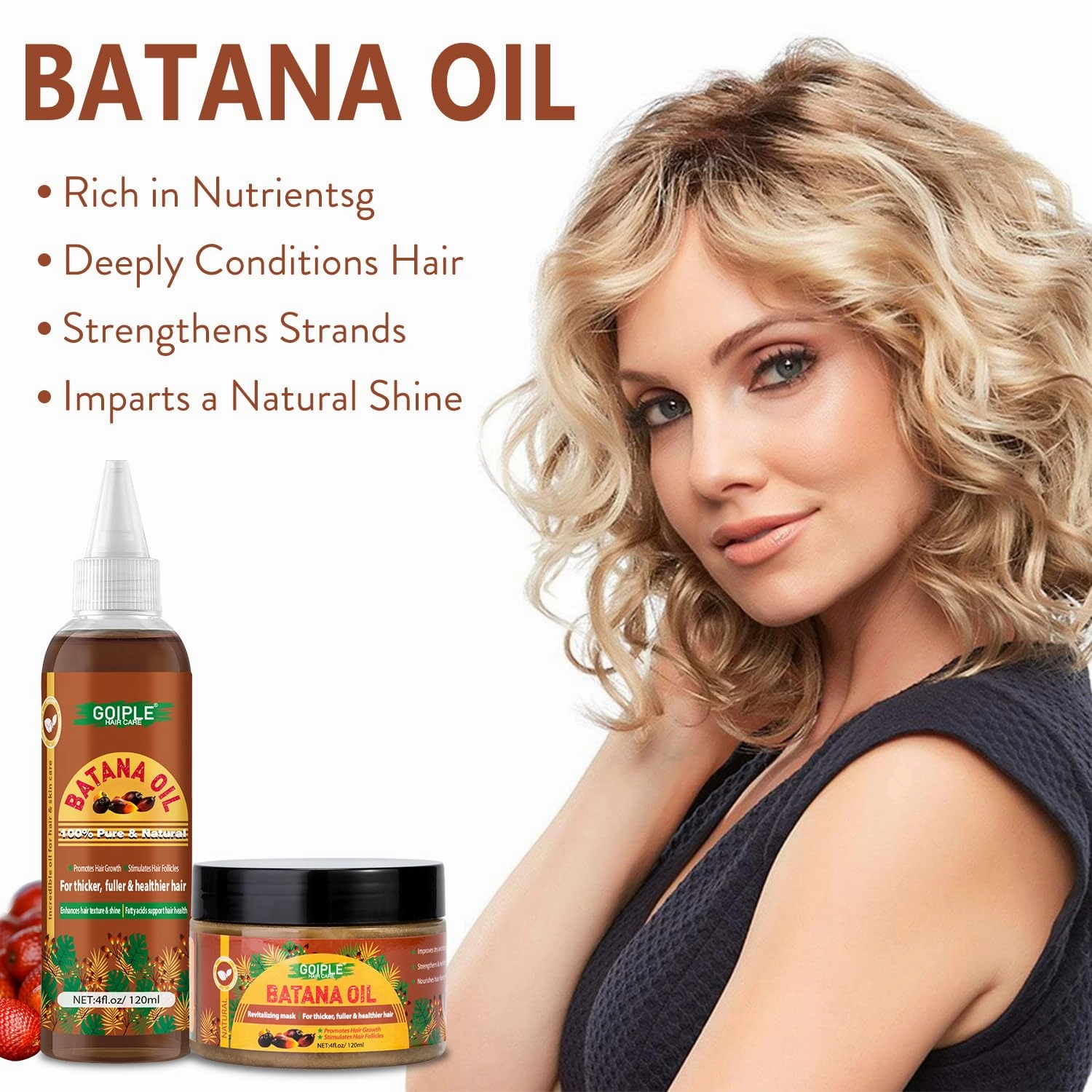 100% Pure Batana Oil for Hair Growth - Natural Raw Oil for Thicker & Stronger Hair (2pc)