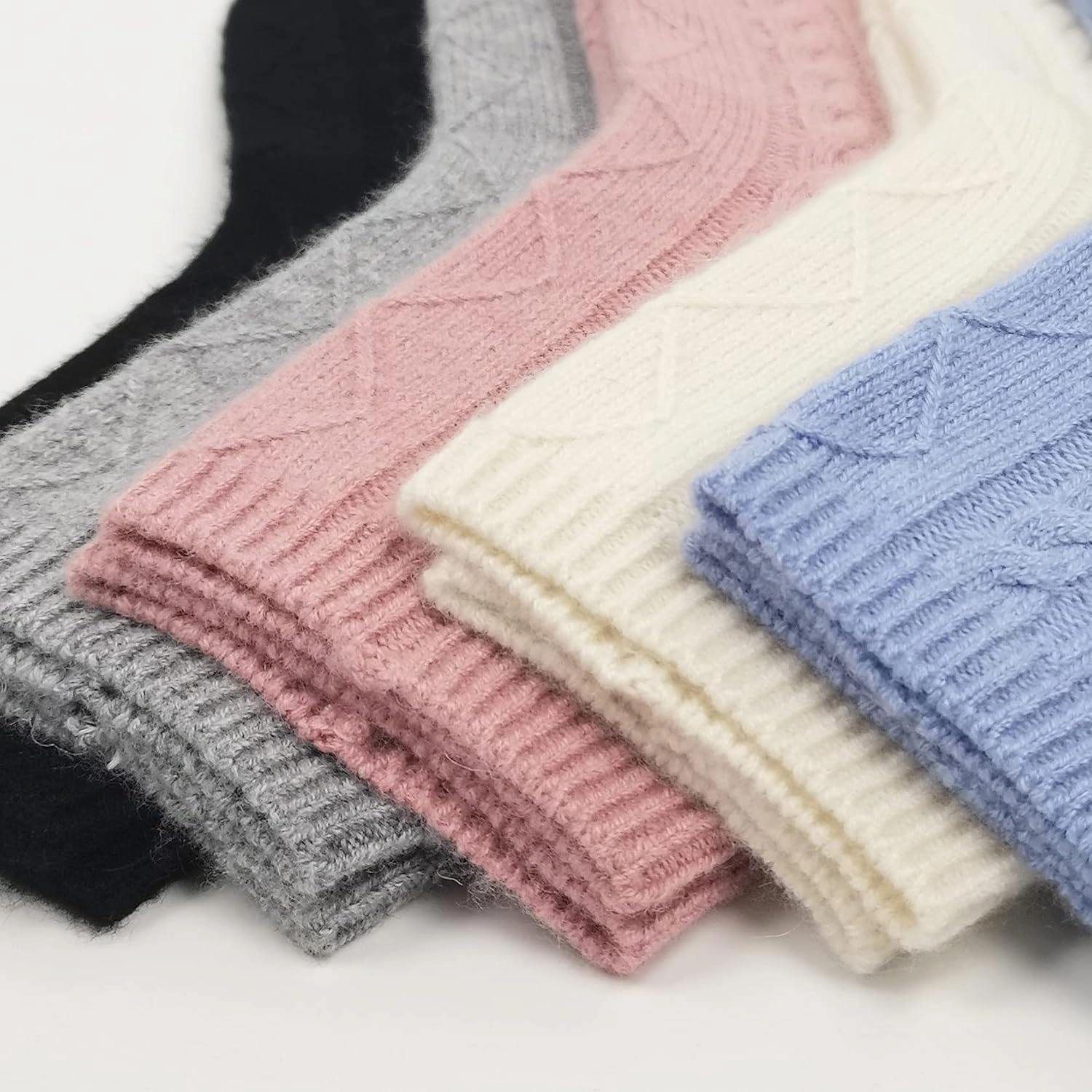 100% Pure Cashmere Women's Sleep Socks, 3-Ply Ultra Soft Cozy Cable Knit, Luxury Bed Socks for Warmth, Comfort, and Lounging