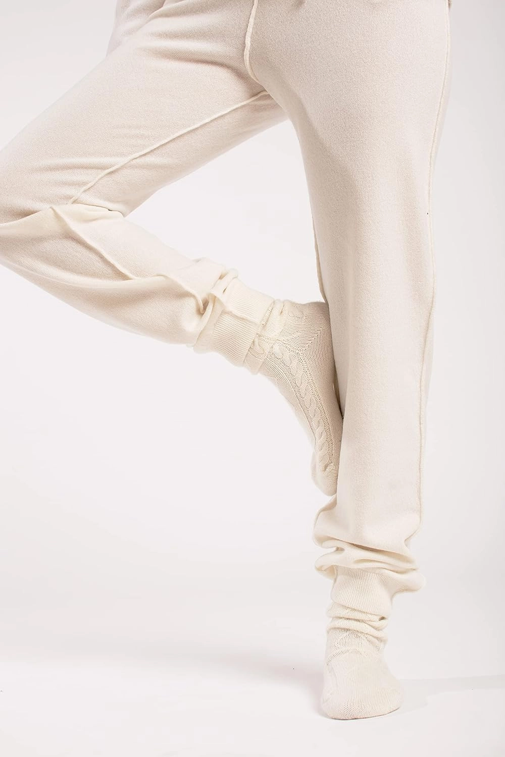 100% Pure Cashmere Women's Sleep Socks, 3-Ply Ultra Soft Cozy Cable Knit, Luxury Bed Socks for Warmth, Comfort, and Lounging