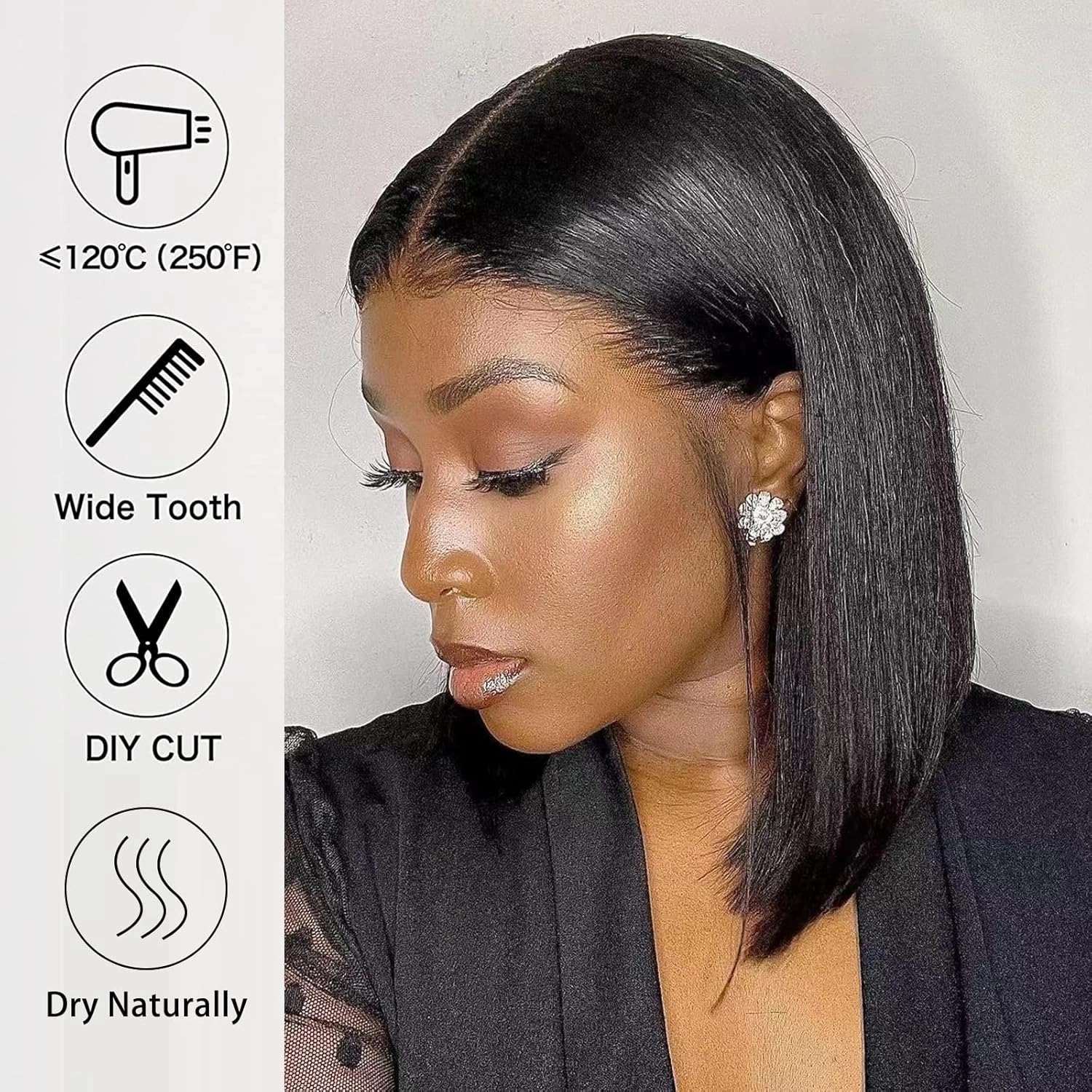 12 Inch Bob Wig Human Hair 13x4 Lace Front Wigs Human Hair Pre Plucked Straight HD Lace Front Wig Short Glueless Wigs Lace Frontal 180 Density Short Wigs for Black Women Bob Wig Natural Color
