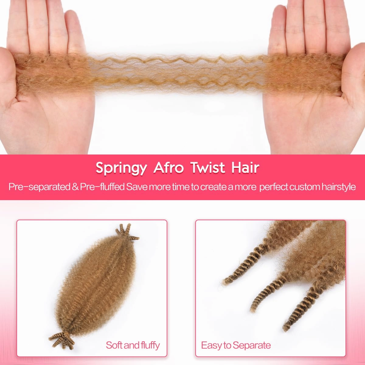 12 Inch Pre Separated Cuban Twist Hair 8Packs Spring Twist Hair for Butterfly Soft Synthetic Marley Twist Braiding Hair For Women (12 Inch,8Pack,#27)