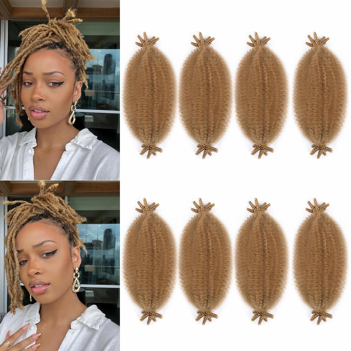 12 Inch Pre Separated Cuban Twist Hair 8Packs Spring Twist Hair for Butterfly Soft Synthetic Marley Twist Braiding Hair For Women (12 Inch,8Pack,#27)