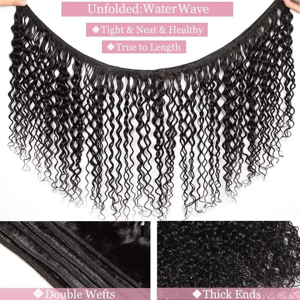 12A Water Wave Human Hair Bundle 16 Inch 1 Single Curly Bundle Human Hair 100% Unprocessed Virgin Weave Bundles Natural Black 100g