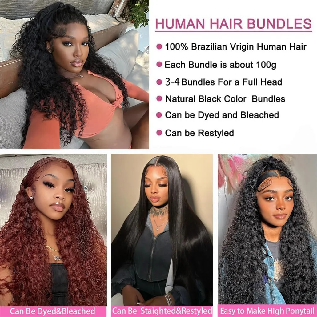 12A Water Wave Human Hair Bundle 16 Inch 1 Single Curly Bundle Human Hair 100% Unprocessed Virgin Weave Bundles Natural Black 100g