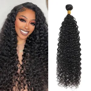 12A Water Wave Human Hair Bundle 16 Inch 1 Single Curly Bundle Human Hair 100% Unprocessed Virgin Weave Bundles Natural Black 100g