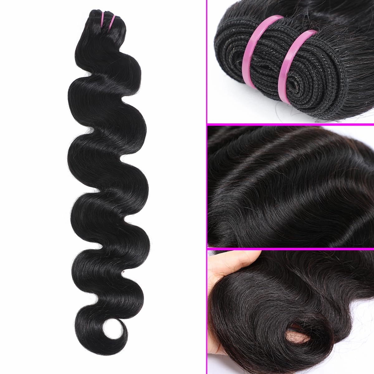15A Raw Human Hair Bundles Body Wave Human Hair,Triple Lifespan Indian Virgin Hair,No Tangle Shedding,Multiple Washes Keep Texture Silky Soft (1 Bundle Natural Color, 14 Inch)