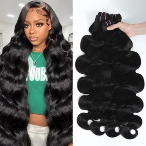 15A Raw Human Hair Bundles Body Wave Human Hair,Triple Lifespan Indian Virgin Hair,No Tangle Shedding,Multiple Washes Keep Texture Silky Soft (4 Bundles Natural Color, 16 18 20 22 Inch)