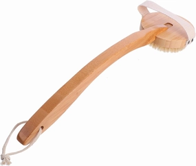 1Pc Wooden Bath Brush with Detachable Long Handle Soft Bristles for Deep Cleansing and Exfoliating Comfortable Skin Care Shower Tool for All Body Types Khaki