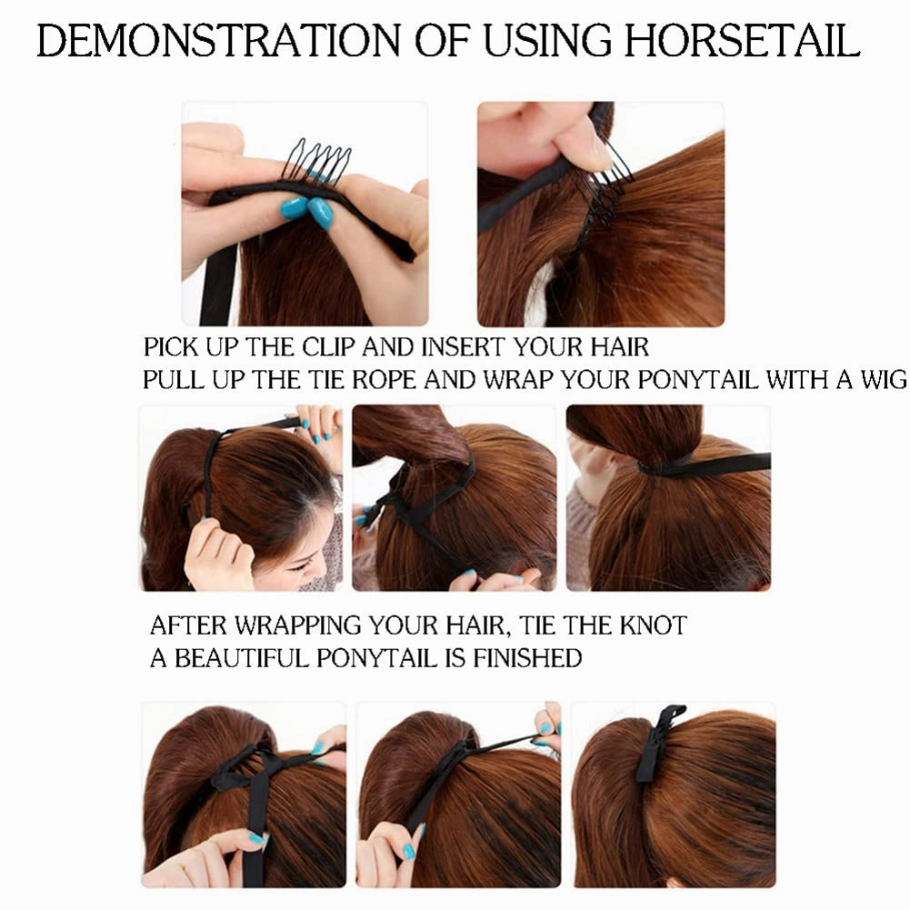 22 Inch Synthetic Ponytailtails Bandage Hair Piece Long Wavy Hair Extensions Heat Resistant Fiber Hairpieces 33 22IN