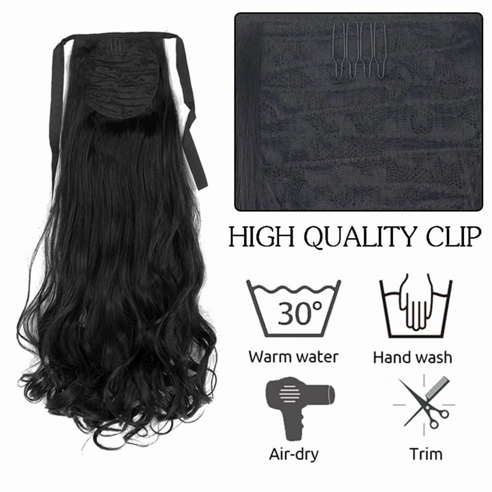 22 Inch Synthetic Ponytailtails Bandage Hair Piece Long Wavy Hair Extensions Heat Resistant Fiber Hairpieces 33 22IN