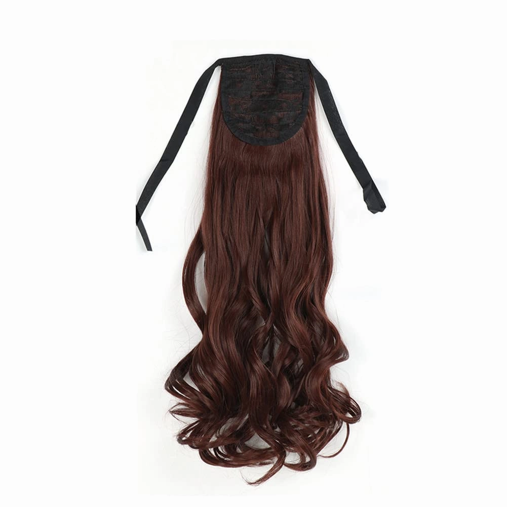 22 Inch Synthetic Ponytailtails Bandage Hair Piece Long Wavy Hair Extensions Heat Resistant Fiber Hairpieces 33 22IN