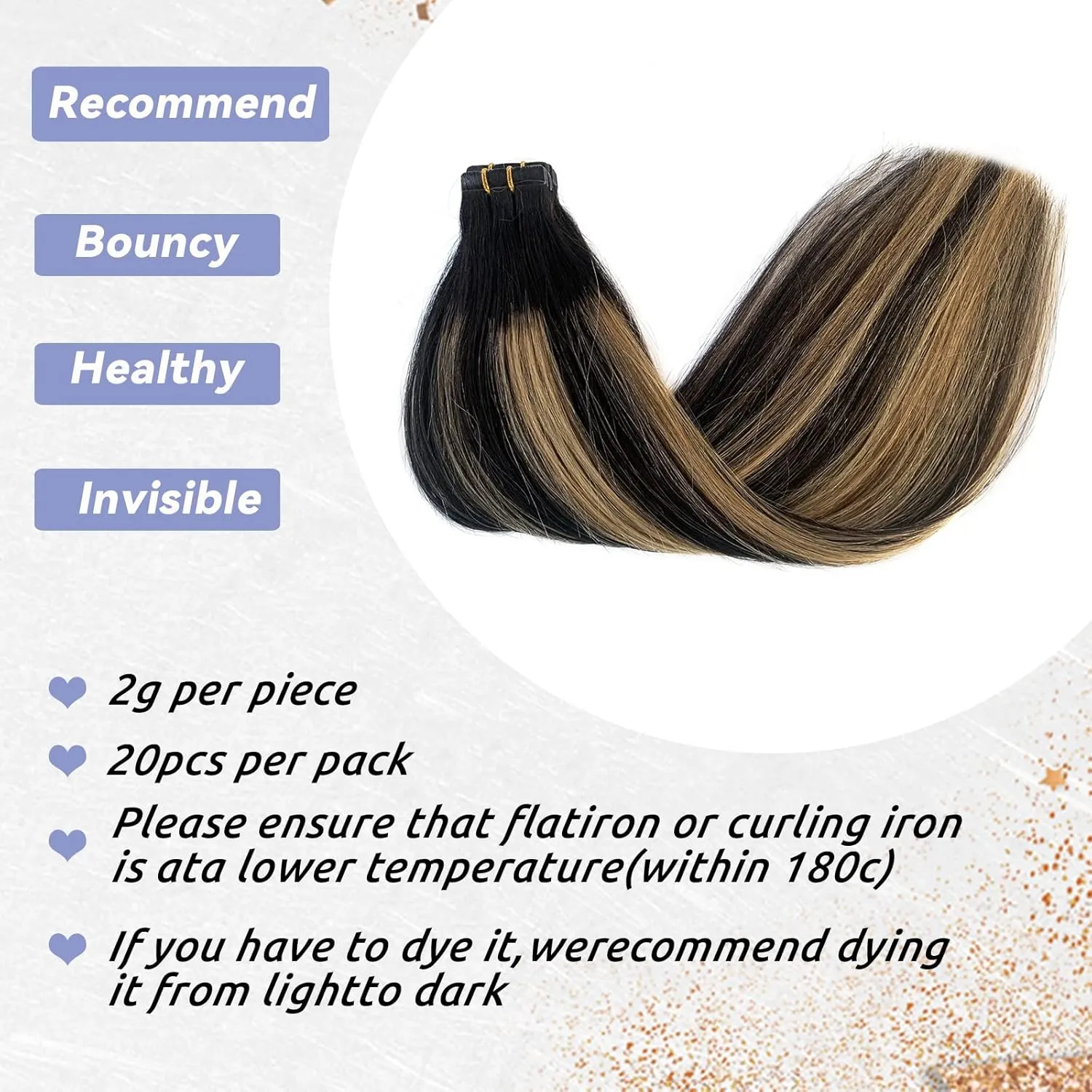22Inch Ombre Human Hair Extensions Balayage Natural Black with Strawberry Brown 100% Remy Tape in Hair Extensions Seamless Soft Straight Tape in Hair Extensions 60g/20pcs(#1b27/1B)