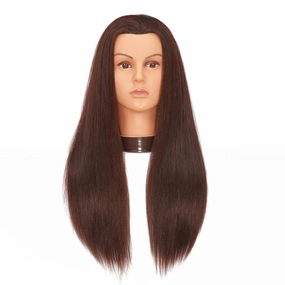 26-28'' Mannequin Head Yaki Synthetic Fiber Hair Styling Training Head Dolls for Cosmetology Manikin Maniquins Practice Head with Stand (9926LB0420)