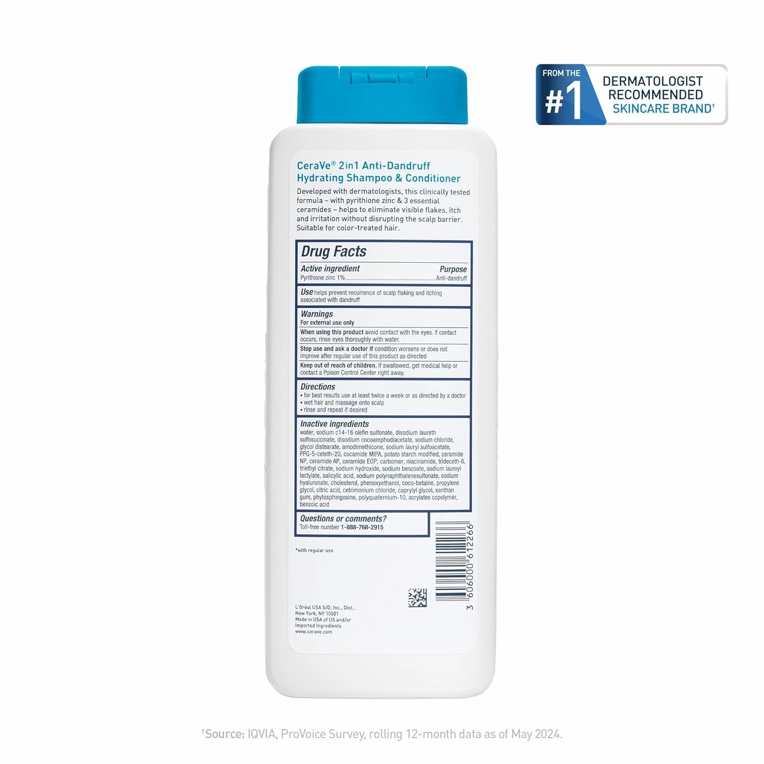 2 in 1 Hydrating anti Dandruff Shampoo and Conditioner, 1% Pyrithione Zinc Dandruff Treatment, Color Safe & Sulfate Free Shampoo and Conditioner, Helps Eliminate Dandruff & Relieve Itchy Scalp