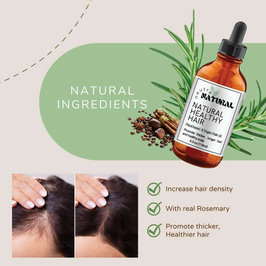 2 Oz Plant Based Veganic Natural Hair Growth Oil - TikTok Organic Rosemary Oil for Hair Growth with Castor and Tea Tree Extract - Reduce Hair Loss and Nourish Eyelashes with Cruelty-Free Ingredients.