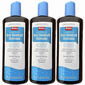 3 Pack Therapeutic Coal Tar Gel Shampoo Anti Dandruff - 2.5% Coal Tar, Psoriasis, Seborrheic Dermatitis, 8.5 oz each Bottle, Blue