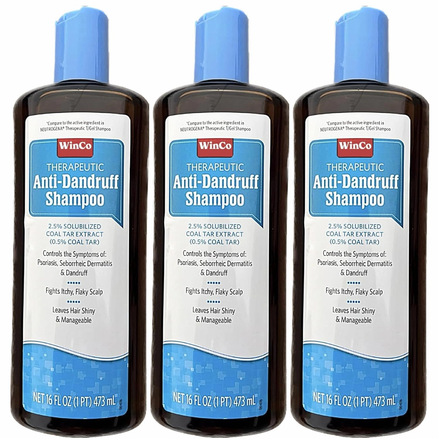 3 Pack Therapeutic Coal Tar Gel Shampoo Anti Dandruff - 2.5% Coal Tar, Psoriasis, Seborrheic Dermatitis, 8.5 oz each Bottle, Blue