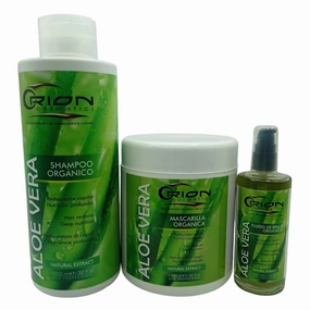 3 Step Aloe Vera Kit - Shampoo - Mask - Glitter Drop - restores - nourishes - stimulates - hydrates - shines - softens - protects - conditions
