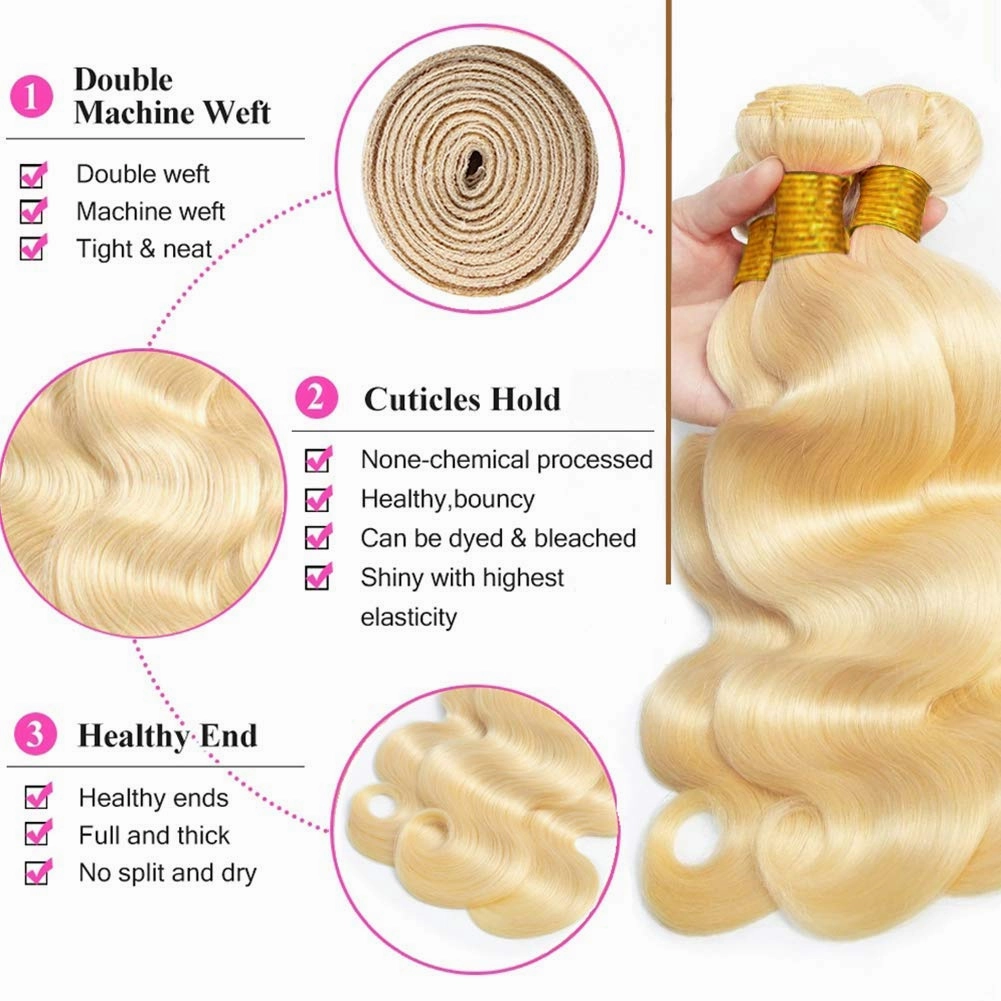 613 Bundles Human Hair Blonde Body Wave Single Bundle 100% Unprocessed 12A Brazilian Virgin Human Hair Bundles100g 14 inch