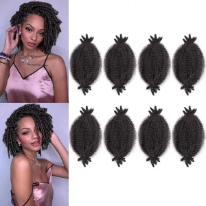 8 Inch Springy Afro Twist Hair 8 Packs Marley Twist Braiding Hair For Mini Twist Synthetic Soft Locs Afro Kinky Curly Braiding Hair Extensions Cuban Twist Hair(8 Inch,8Pack,2#)