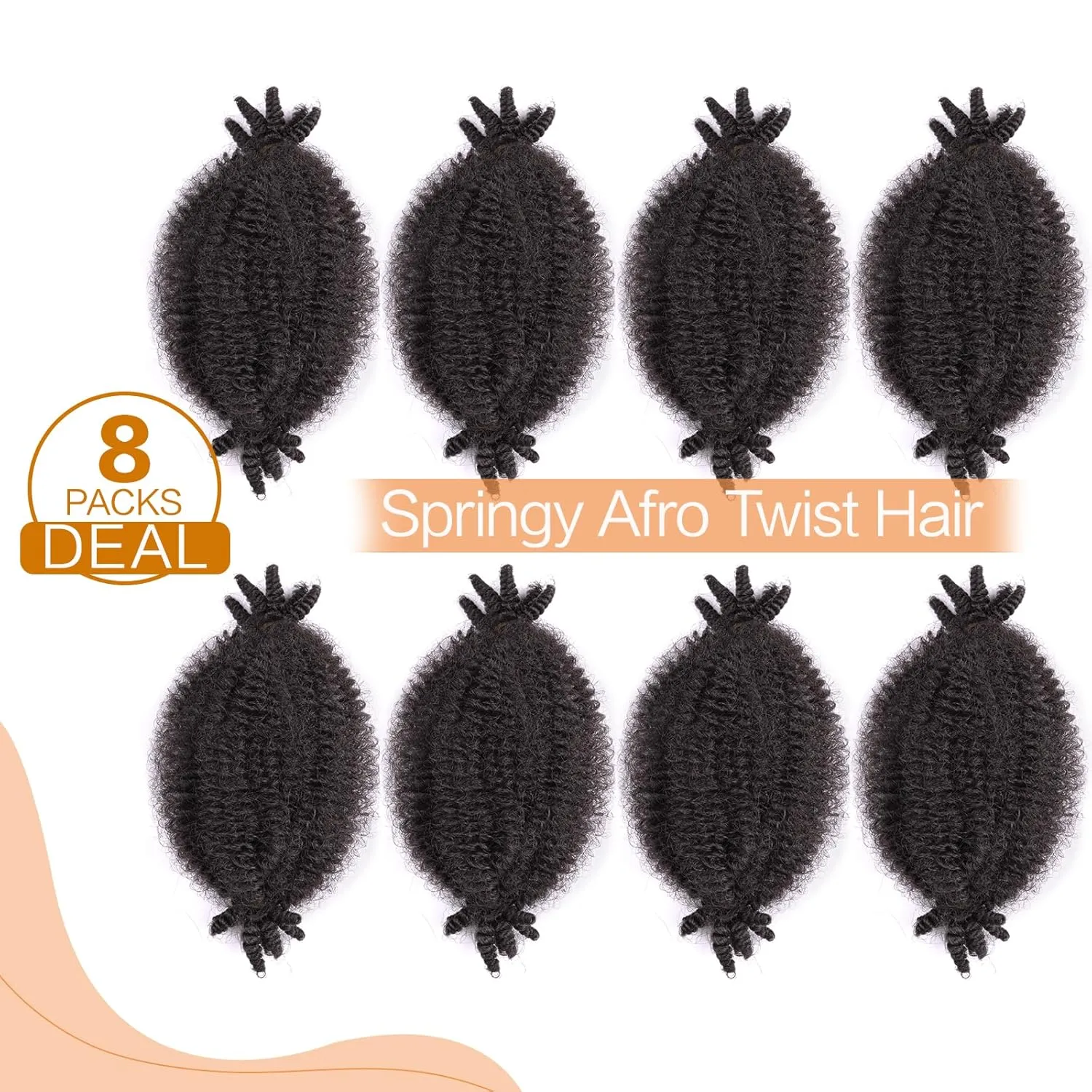 8 Inch Springy Afro Twist Hair 8 Packs Marley Twist Braiding Hair For Mini Twist Synthetic Soft Locs Afro Kinky Curly Braiding Hair Extensions Cuban Twist Hair(8 Inch,8Pack,2#)