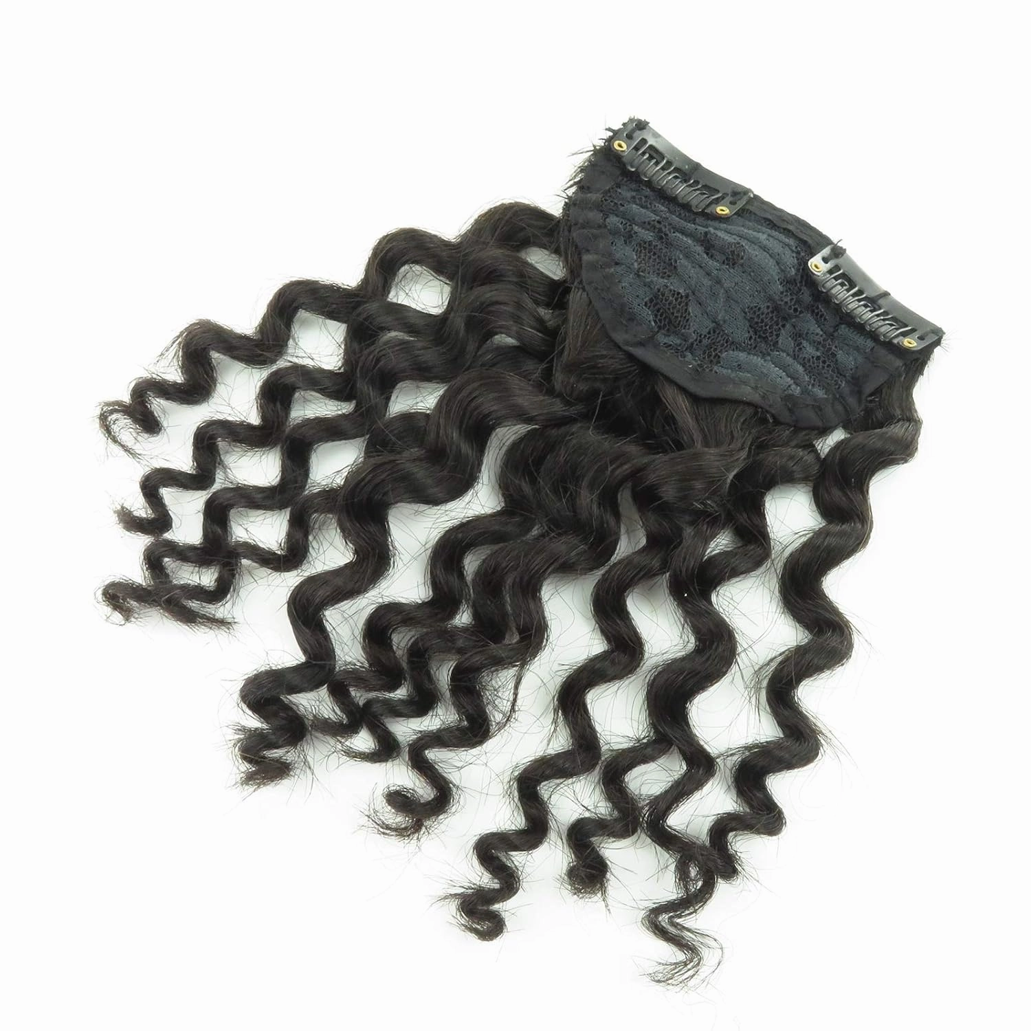 8" Clip on Jerry Curly Hair Bangs Extension 23g Afro Fluffy Clip in Topper 100% Human Hair Front Fringe Hair Pieces 14# Dark Golden Blonde