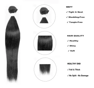 8A- 100% Unprocessed STRAIGHT Hair Extension - Bundle of 3 Lengths - Natural Color - … (18" 20" 22")