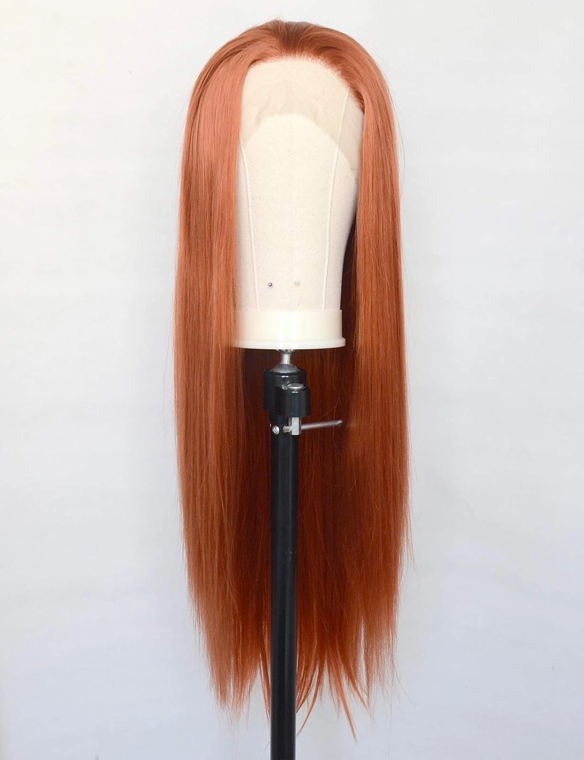 #360 Copper Red Synthetic Lace Front Wigs Long Straight Ginger Red Half Hand Tied Replacement Wigs Heat Resistant Fiber Hair for Cosplay Daily Wear 22inch