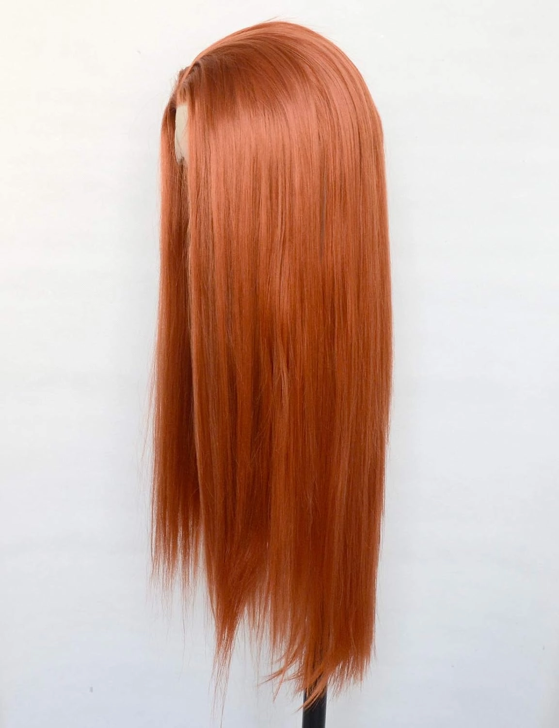 #360 Copper Red Synthetic Lace Front Wigs Long Straight Ginger Red Half Hand Tied Replacement Wigs Heat Resistant Fiber Hair for Cosplay Daily Wear 22inch