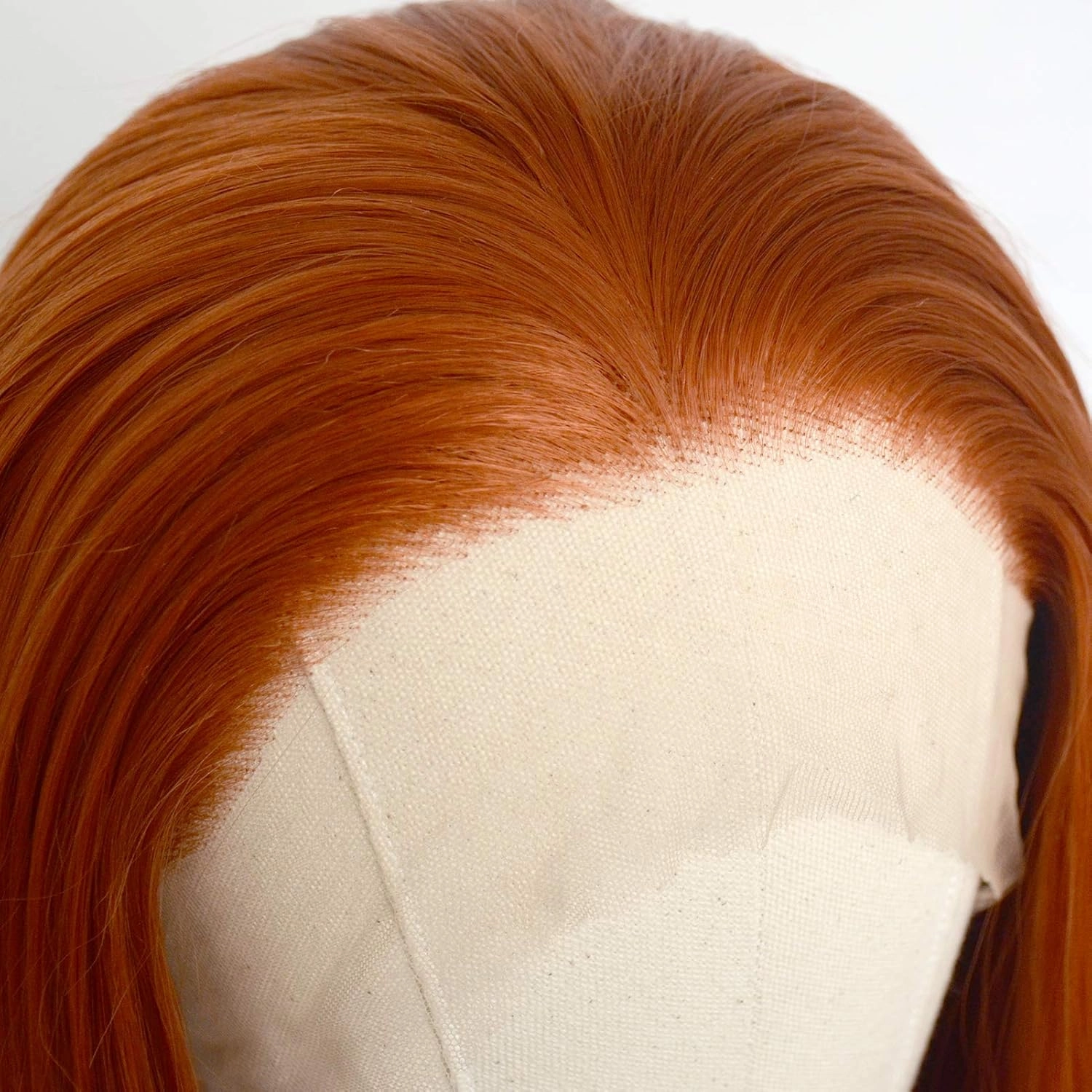 #360 Copper Red Synthetic Lace Front Wigs Long Straight Ginger Red Half Hand Tied Replacement Wigs Heat Resistant Fiber Hair for Cosplay Daily Wear 22inch