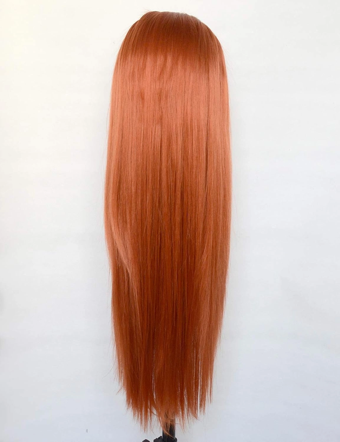#360 Copper Red Synthetic Lace Front Wigs Long Straight Ginger Red Half Hand Tied Replacement Wigs Heat Resistant Fiber Hair for Cosplay Daily Wear 22inch