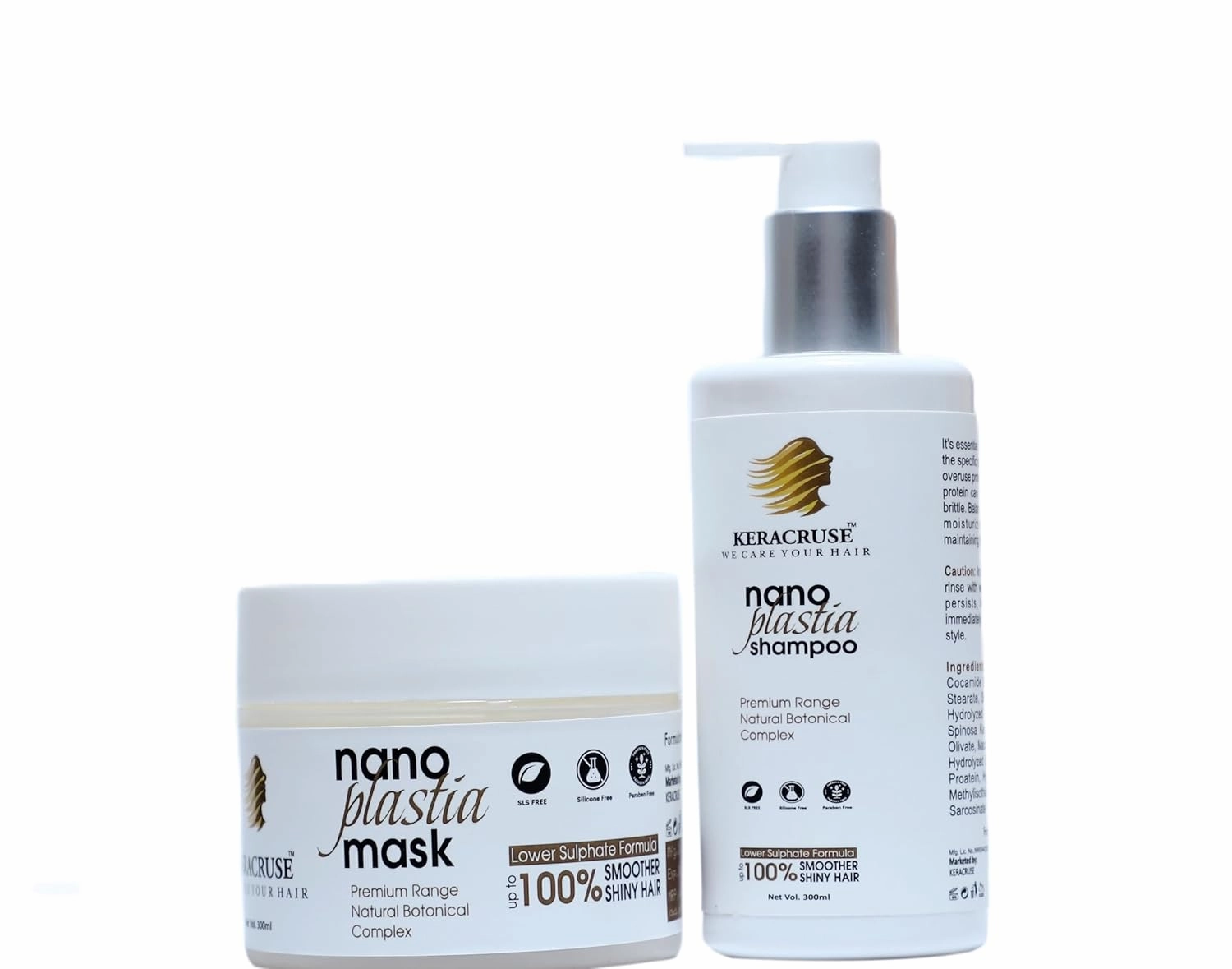 | Nanoplastia Shampoo & Nanoplatsia Mask 300ML 300ML Paraben Silicone and Sulfate Free Shampoo for Dry Damaged Weak and Thin Hair Care, White
