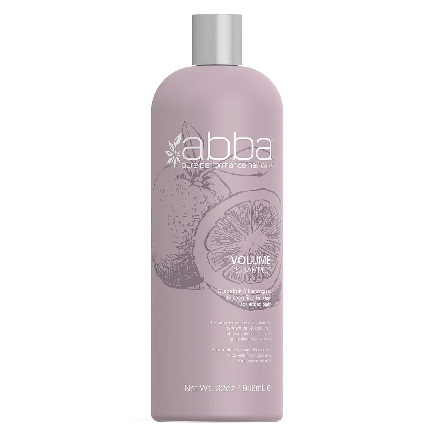 ABBA - Pure Volume Shampoo - Revives & Boosts Hair Volume & Body - Grapefruit & Lemongrass, 8 fl oz