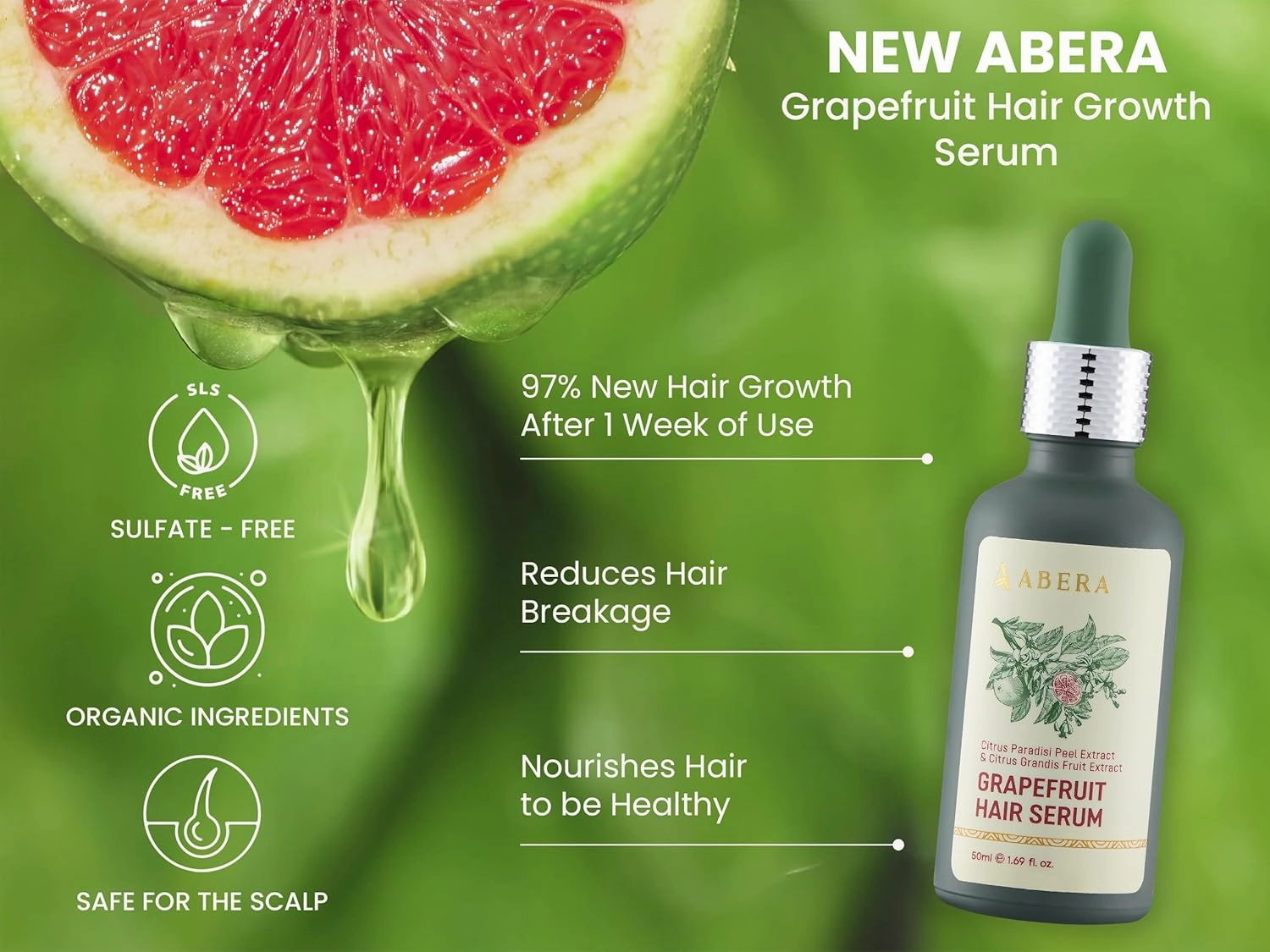 ABERA Advanced Hair Growth Serum – Reduces Hair Shedding & Stimulates Regrowth, Hydrating Scalp Treatment with Grapefruit, 1.69 Fl Oz (2 Boxes Serum   Gift)