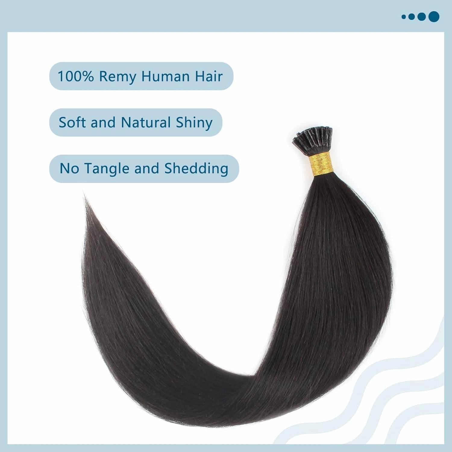 ABH AMAZINGBEAUTY HAIR 14 Inch I-Tip Yaki Straight Human Hair Extension, 50g, 50 Strands, Natural Black, Remy Hair for Black Women