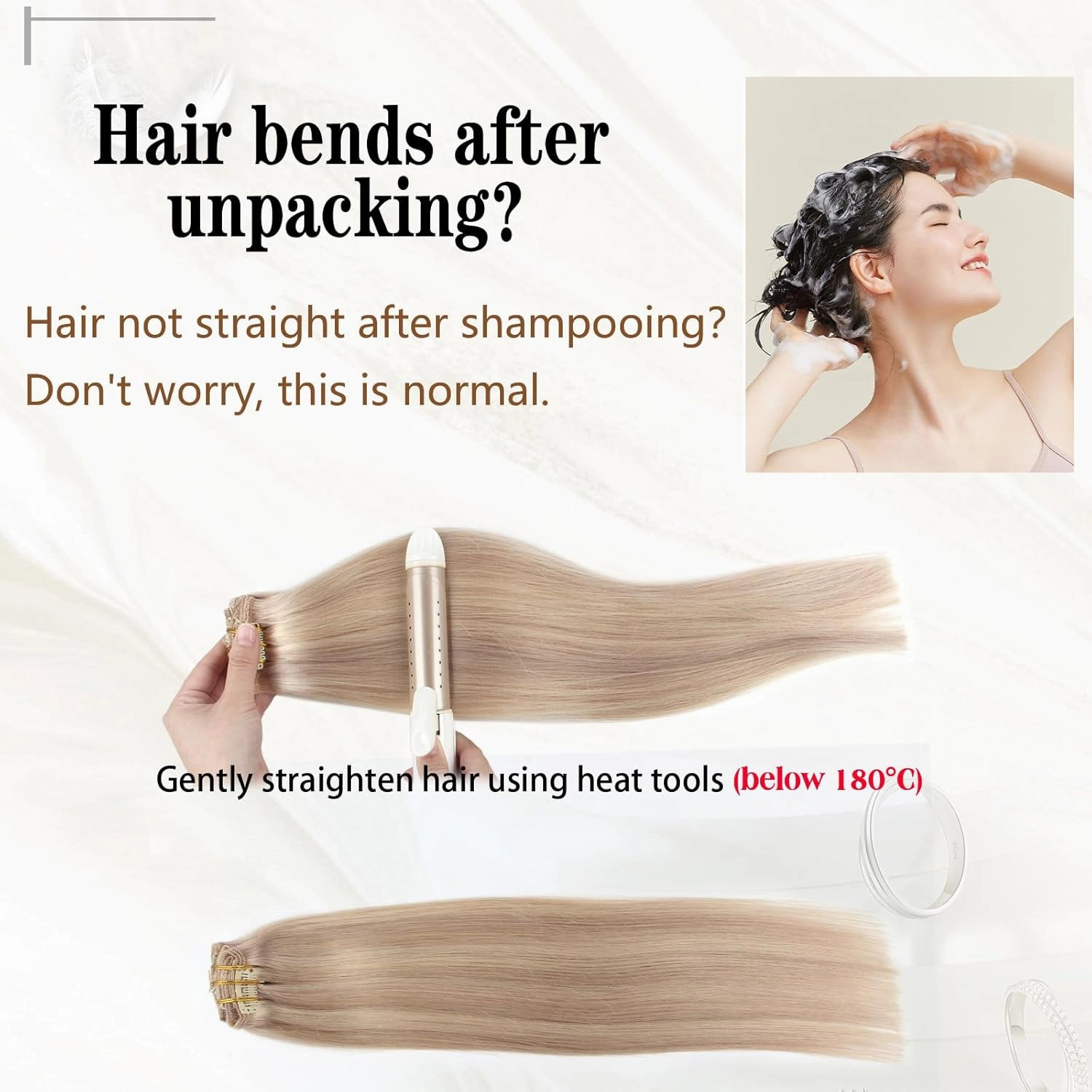 ABH AMAZINGBEAUTY HAIR Clip in Hair Extensions Real Human Hair Ash Blonde Highlights Golden Blonde Straight Hair Extensions Clip in 14 Inch P16/22 Natural Straight Hair 120G 8 Pieces With 18 Clips