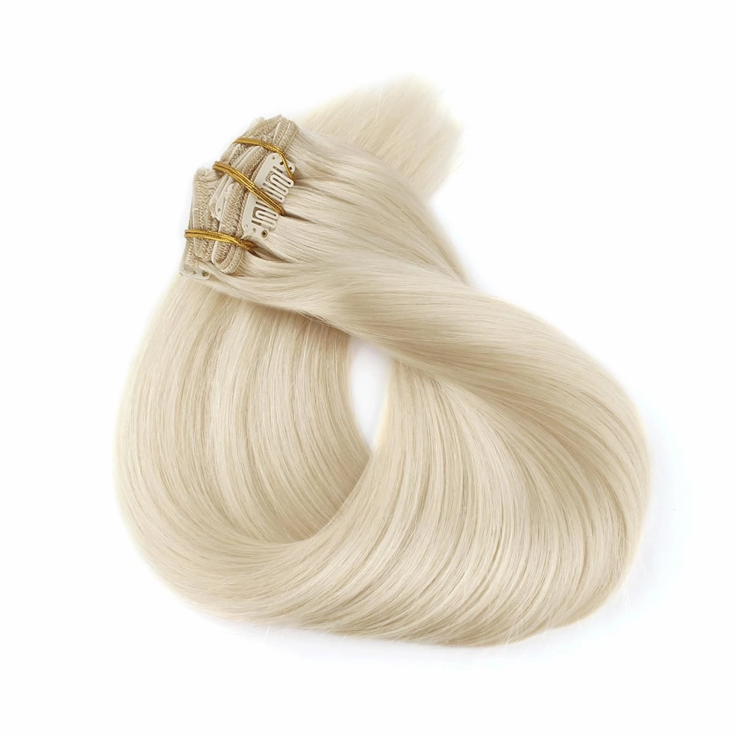 ABH AMAZINGBEAUTY HAIR Clip in Hair Extensions White Blonde 20 Inch Clip in Hair Extensions Human Hair Straight Skin Weft Clip on Real Human Hair #1000 Ice Blonde 8Pcs 120G Double Side Full Head