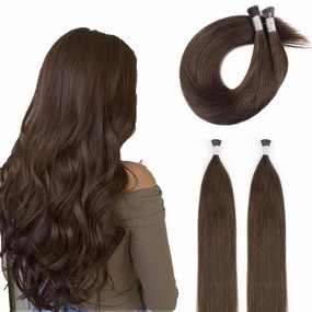 ABH AmazingBeauty Hair I-Tip Hair Extensions Human Hair Color 4 Chocolate Brown Real Human Hair I Tip Hair Extensions 50 Grams 100strands Cold Fusion ITip Human Hair Extensions 14 Inch