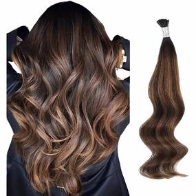 ABH AMAZINGBEAUTY HAIR I Tip Keratin Real Human Hair Extensions Balayage Itip Extensions 14 Inch #2/6/2 Darkest Brown with Chestnut Brown I tips Hair Extensions 100 Strands 50 Grams
