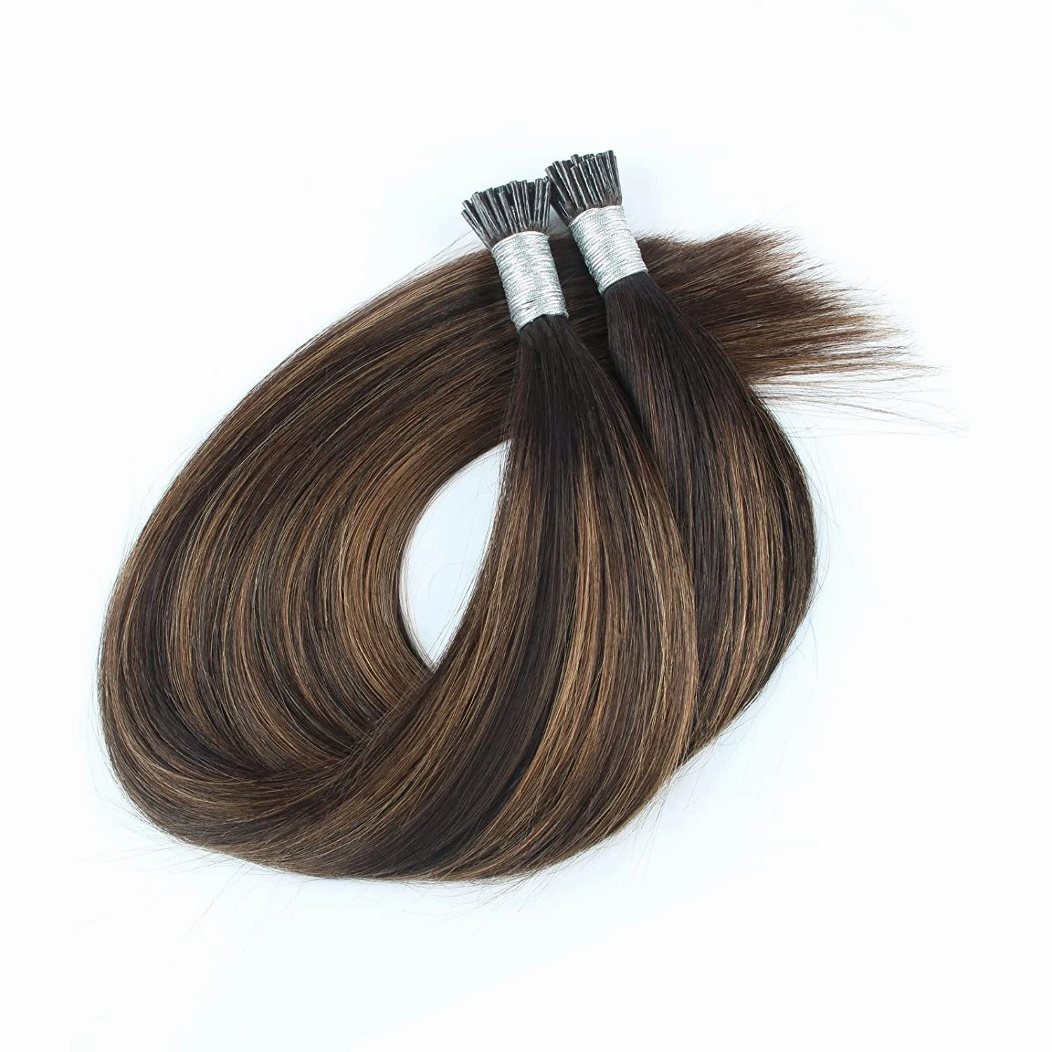 ABH AMAZINGBEAUTY HAIR I Tip Keratin Real Human Hair Extensions Balayage Itip Extensions 14 Inch #2/6/2 Darkest Brown with Chestnut Brown I tips Hair Extensions 100 Strands 50 Grams