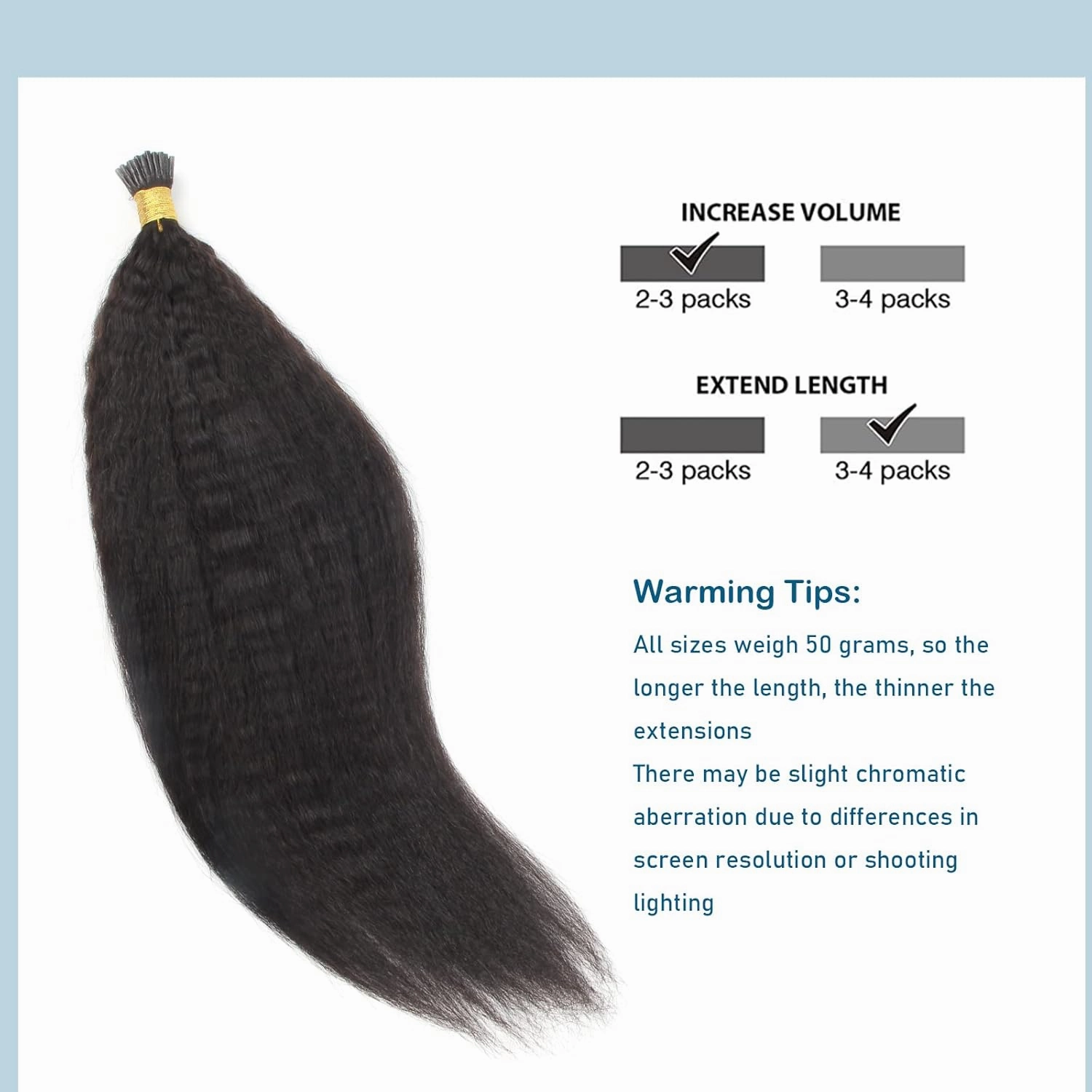 ABH AMAZINGBEAUTY HAIR Kinky Straight Hair Extensions for Black Women Human Hair I Tips 50 Strands I Tip Remy Human Hair Extensions Kinky Straight Cold Fusion Hair Extensions 14 Inch 50G