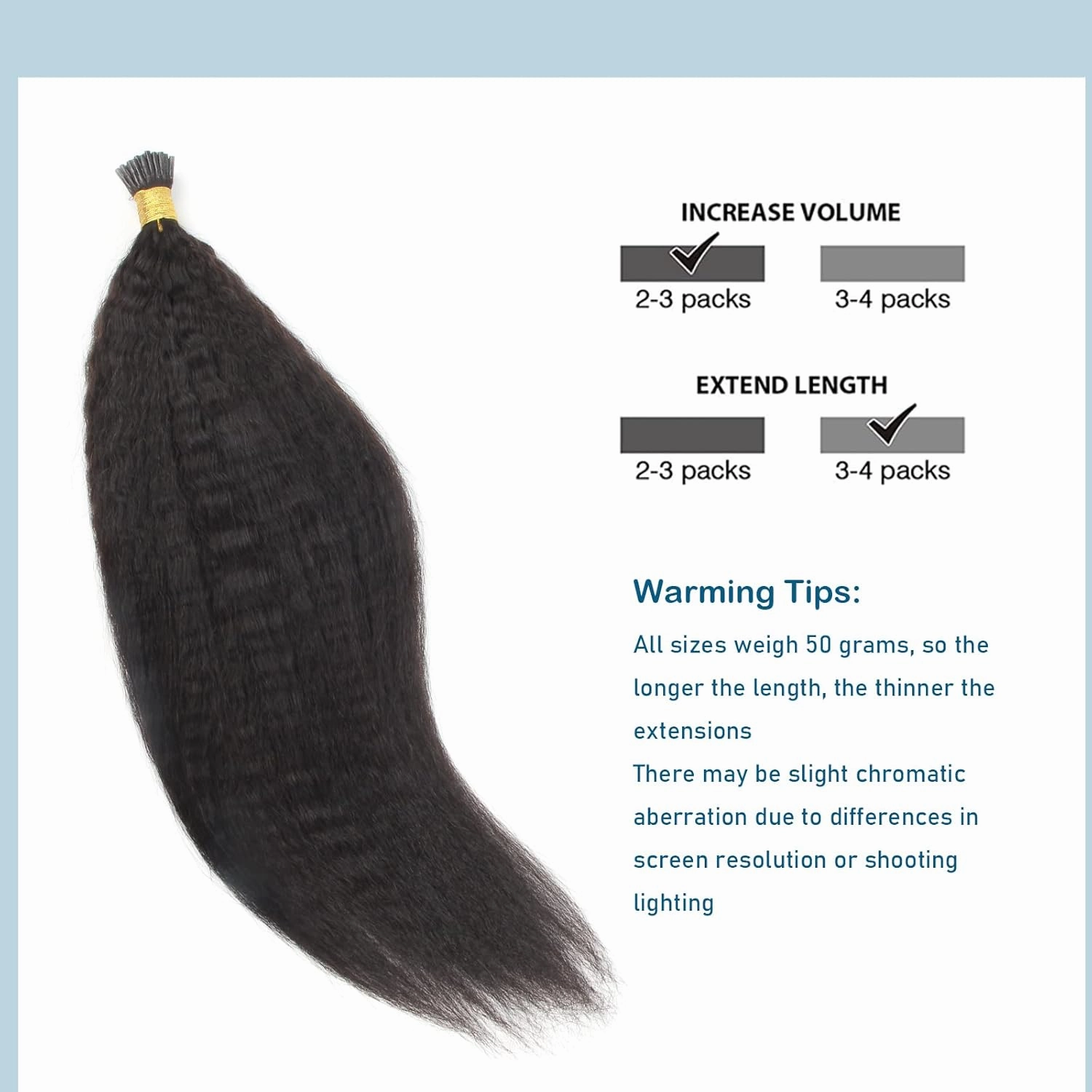 ABH AMAZINGBEAUTY HAIR Kinky Straight I Tip Hair Natural Kinky Straight Hair Extensions For Black Women Human Hair 22 Inch I Tip Hair Extensions Pre Bonded Remy Human Hair Keratin 50G 50 Strands