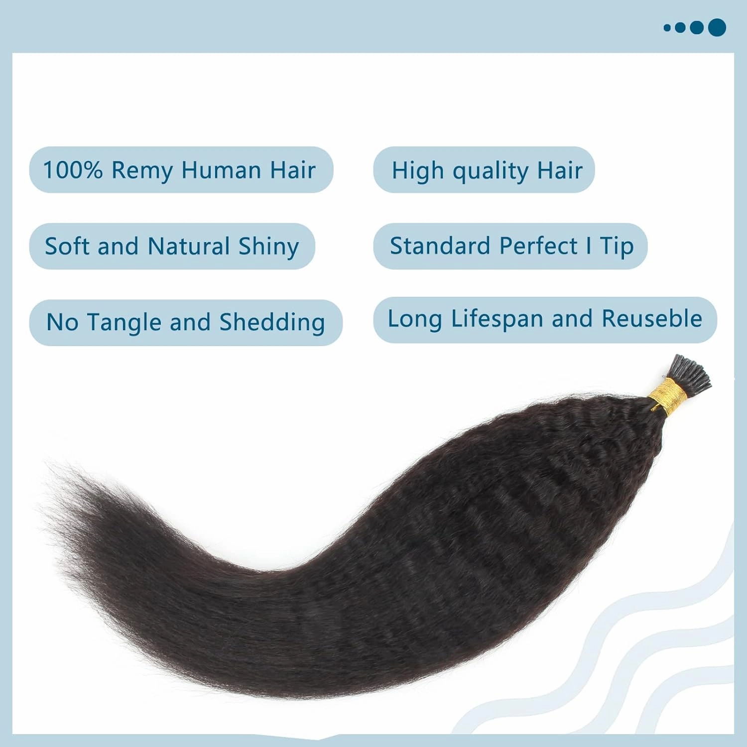 ABH AMAZINGBEAUTY HAIR Kinky Straight I Tip Hair Natural Kinky Straight Hair Extensions For Black Women Human Hair 22 Inch I Tip Hair Extensions Pre Bonded Remy Human Hair Keratin 50G 50 Strands