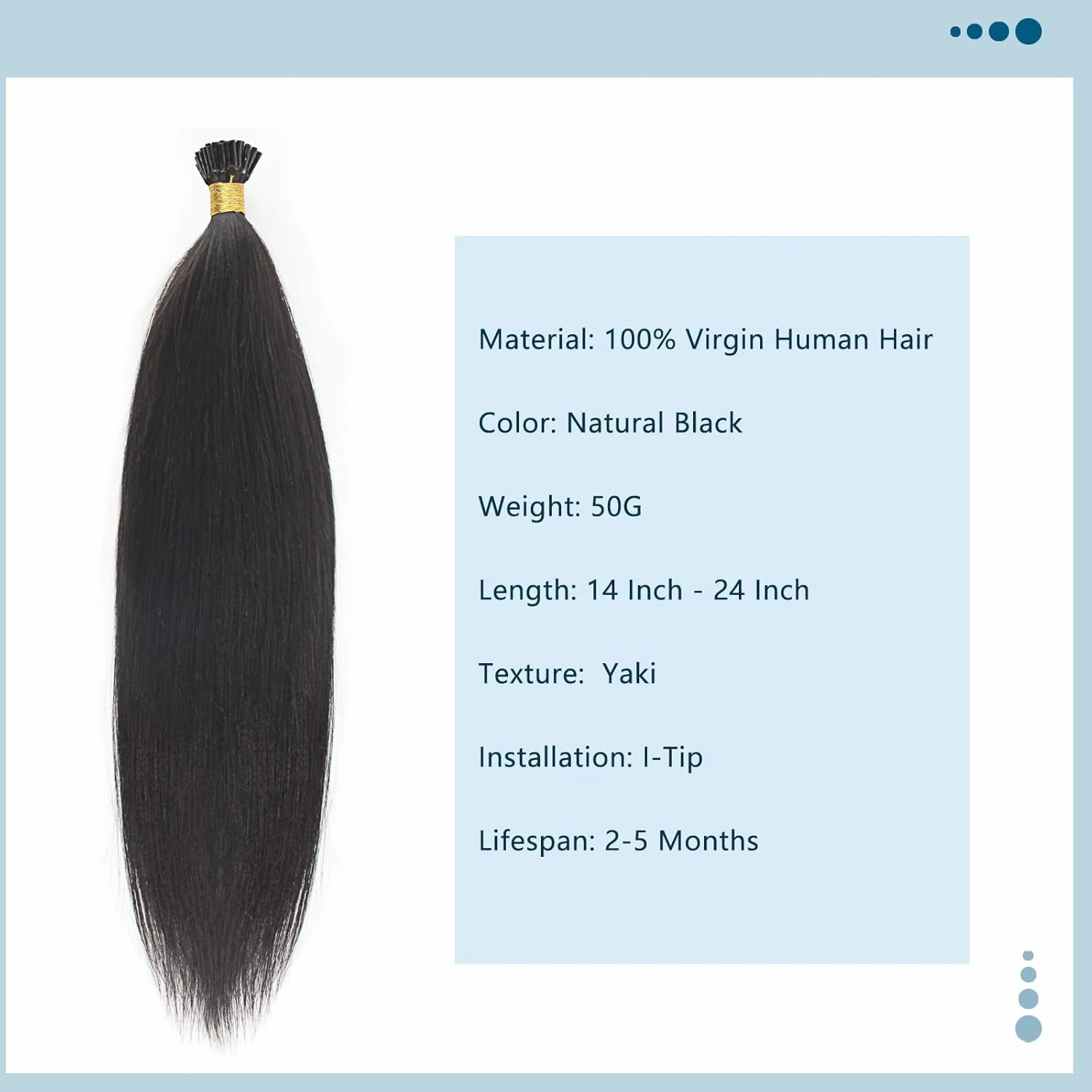 ABH AMAZINGBEAUTY HAIR Yaki Straight Human Hair 22 Inch I Tip Hair Extensions Remy Human Hair Natural Looking Yaki Straight Hair I Tip Extensions Fusion Invisible Hair 50 Gram 1g/s 50 Strands