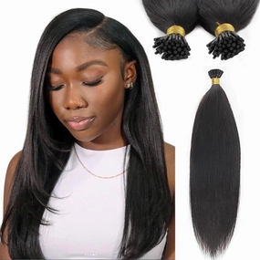 ABH AMAZINGBEAUTY HAIR Yaki Straight Human Hair 22 Inch I Tip Hair Extensions Remy Human Hair Natural Looking Yaki Straight Hair I Tip Extensions Fusion Invisible Hair 50 Gram 1g/s 50 Strands
