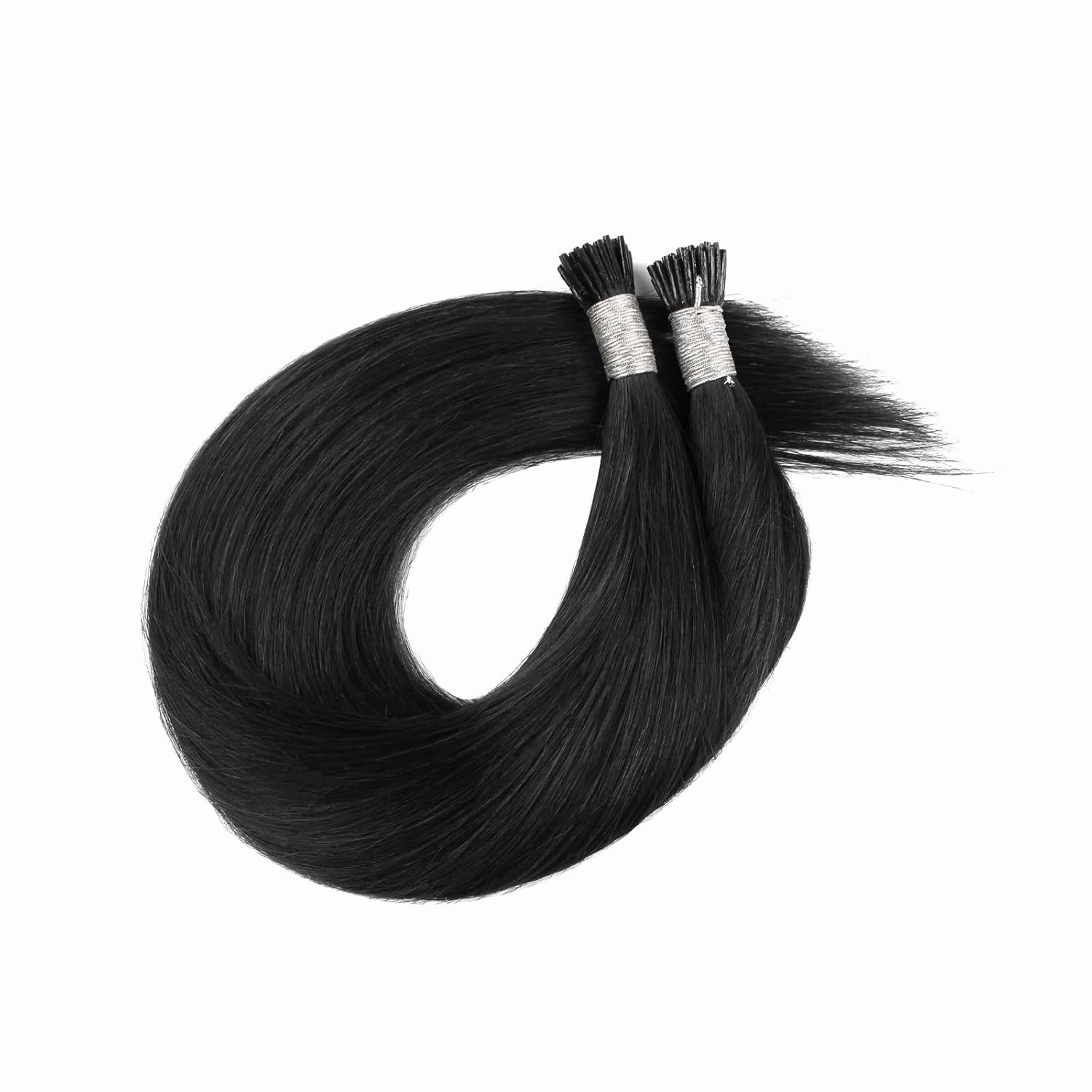 ABH AmazingBeauty Invisible Silky Straight Remy Natural Hair Extensions Tips I Tip Human Hair Straight Jet Black 50g 50strands 22 Inch
