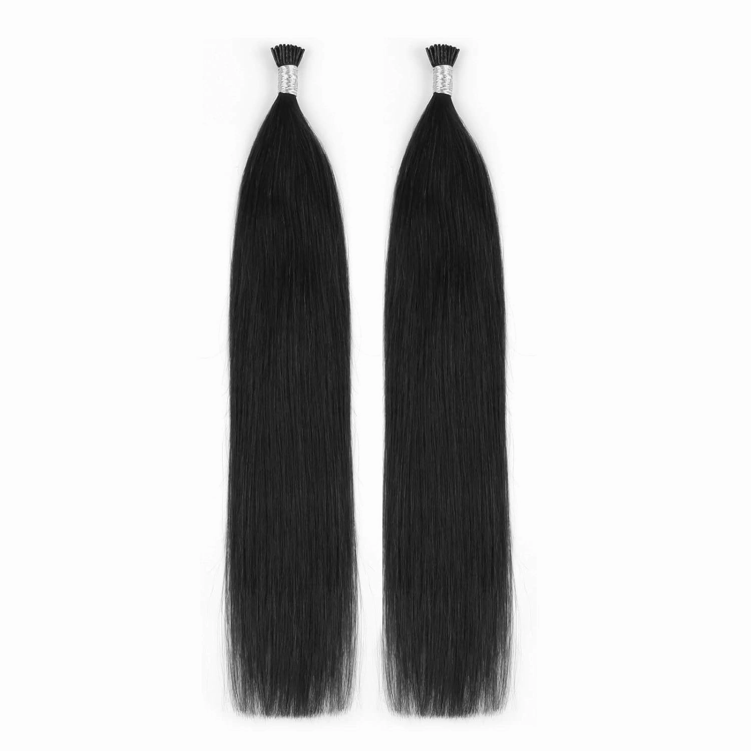 ABH AmazingBeauty Invisible Silky Straight Remy Natural Hair Extensions Tips I Tip Human Hair Straight Jet Black 50g 50strands 22 Inch