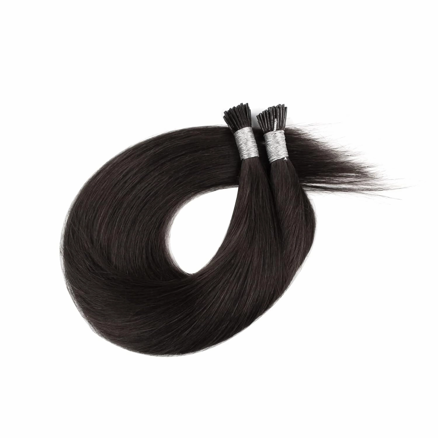 ABH AmazingBeauty Real Human Hair I Tip Extensions - 50 Grams Tip Fusion, 100 Strands, 14 Inch #1B Off Black Soft Natural Remy Hair