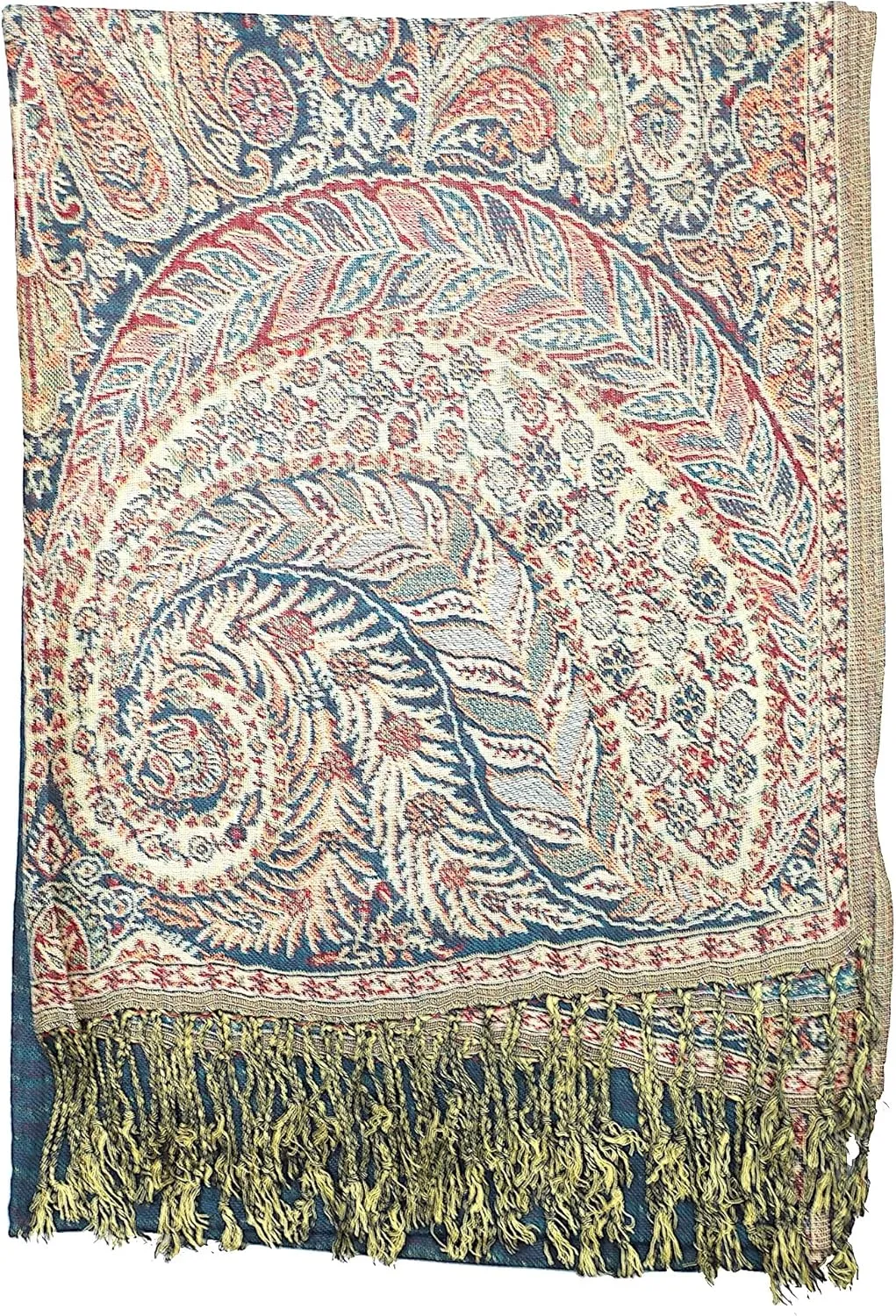 Achillea Reversible Paisley Pashmina Rave Scarf, Shawls and Wraps for Evening Dresses, Exotic Indian Scarves for All Season