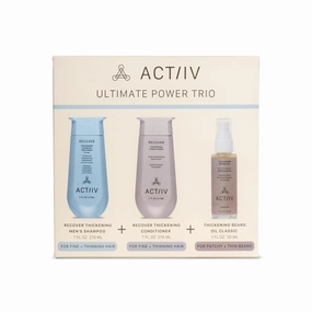 ACTIIV Ultimate Power Trio For Men | Promotes Fuller Hair And Beard, Strengthens And Hydrates, Includes Shampoo, Conditioner & Beard Oil, Vegan, Color-Safe, For All Hair And Beard Types